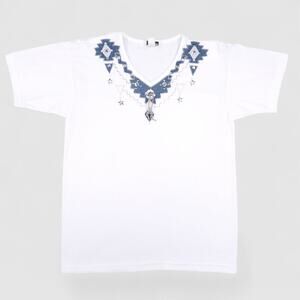 VTG Cactus T-shirt Womens L White V-neck Denim Aztec Appliques Western 80s 90s